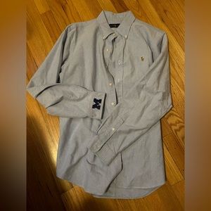 Ralph Lauren Mens dress shirt University of Michigan embroidered sleeve logo